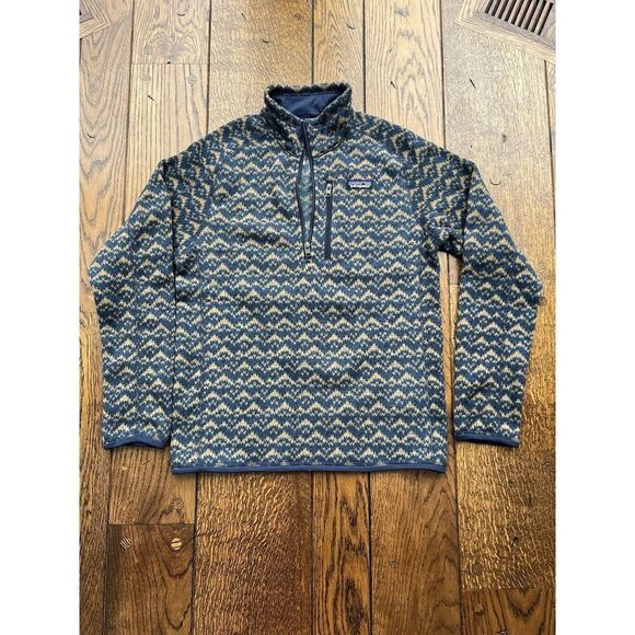 Patagonia Men's S Better Sweater 1/4 Quarter Zip Pullover Mountain Peak New Navy
